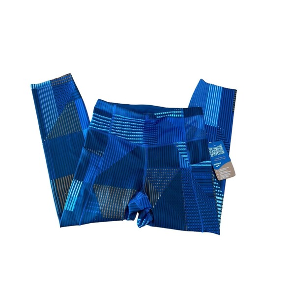 Brooks 221522 Method Women’s Small Leggings 3/4 Crop Tight NWT Blue Motion Print - Picture 14 of 14